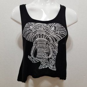 Ocasion top Small elephant graphic slub knit sleeveless tank boho summer